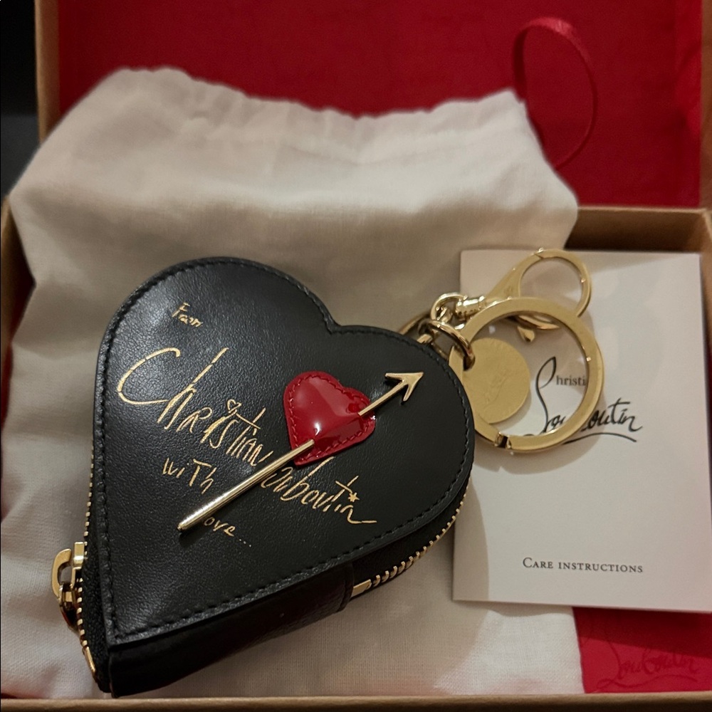 Christian Louboutin Black and Red Heart Key Holder